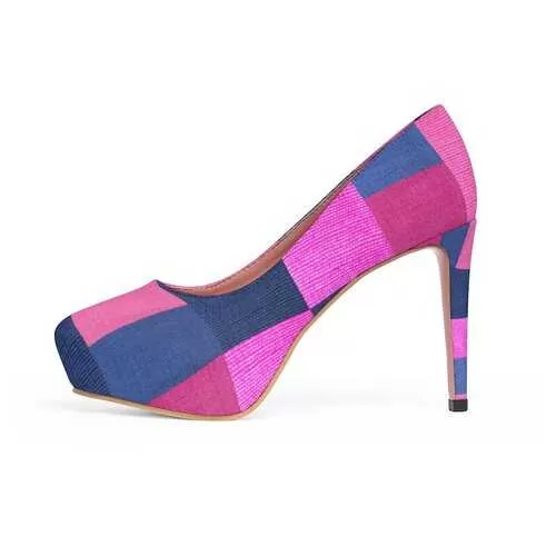 Pink & Blue Square Style Platform Shoes