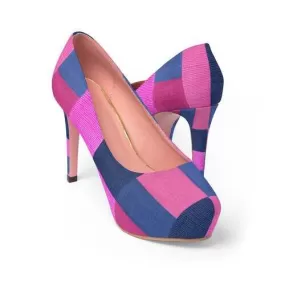 Pink & Blue Square Style Platform Shoes