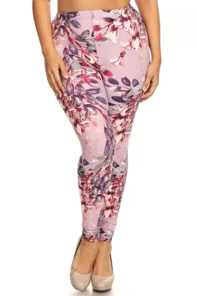 Plus Size Floral Print Leggings