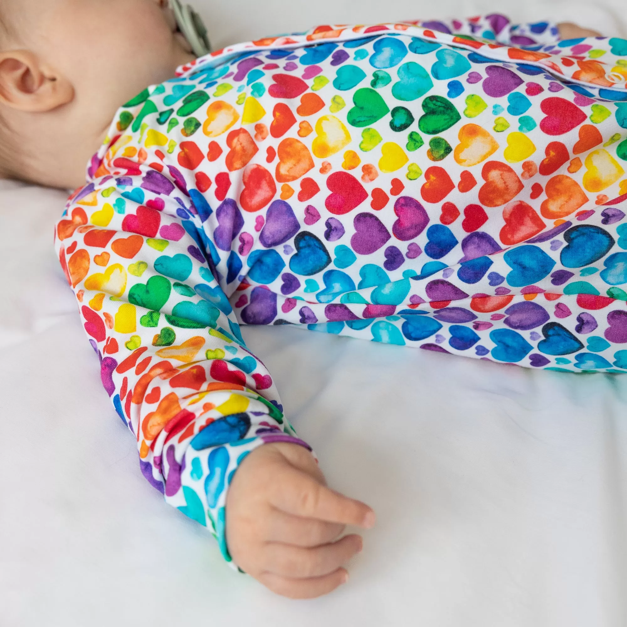 Rainbow Heart cotton sleepsuit