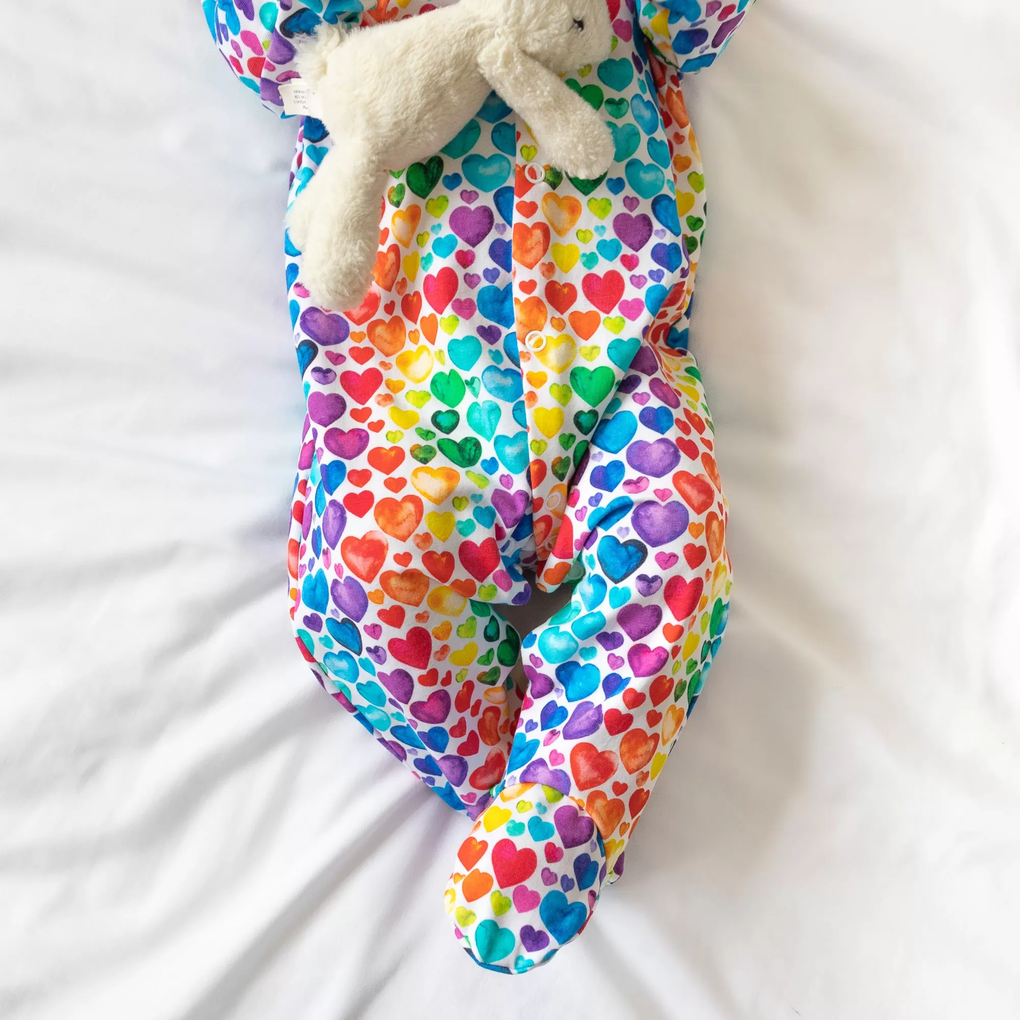 Rainbow Heart cotton sleepsuit