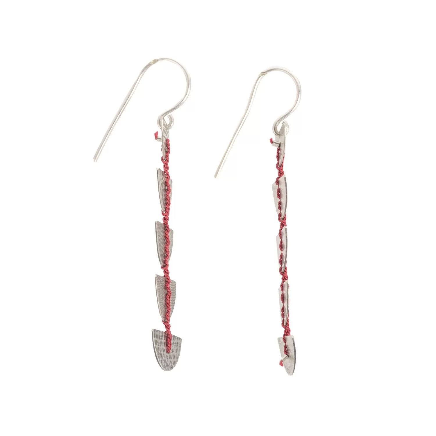 Red Semi-Circle Crocheted Earrings by Erica Schlueter