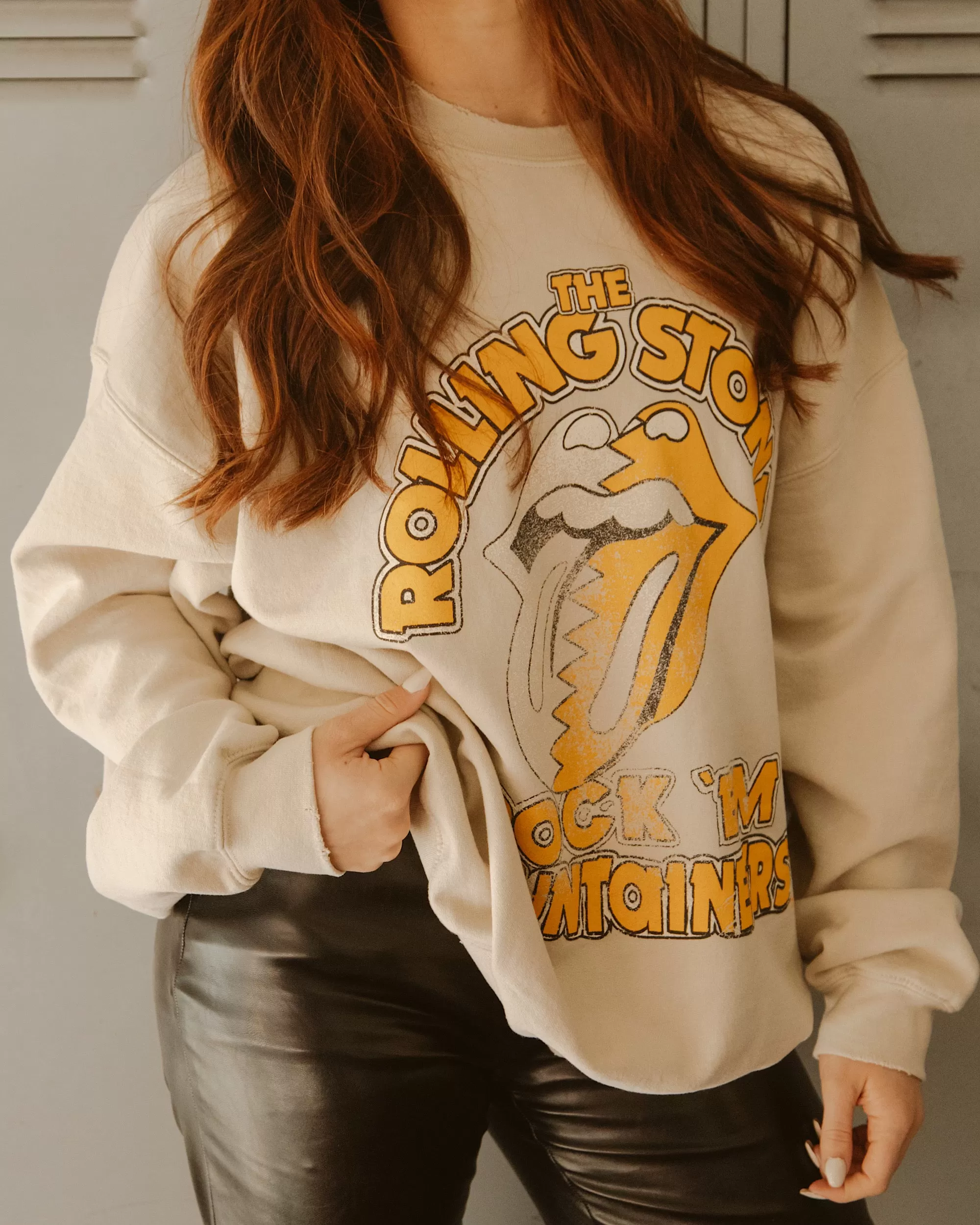 Rolling Stones Rock 'Em Mountaineers Sand Thrifted Sweatshirt