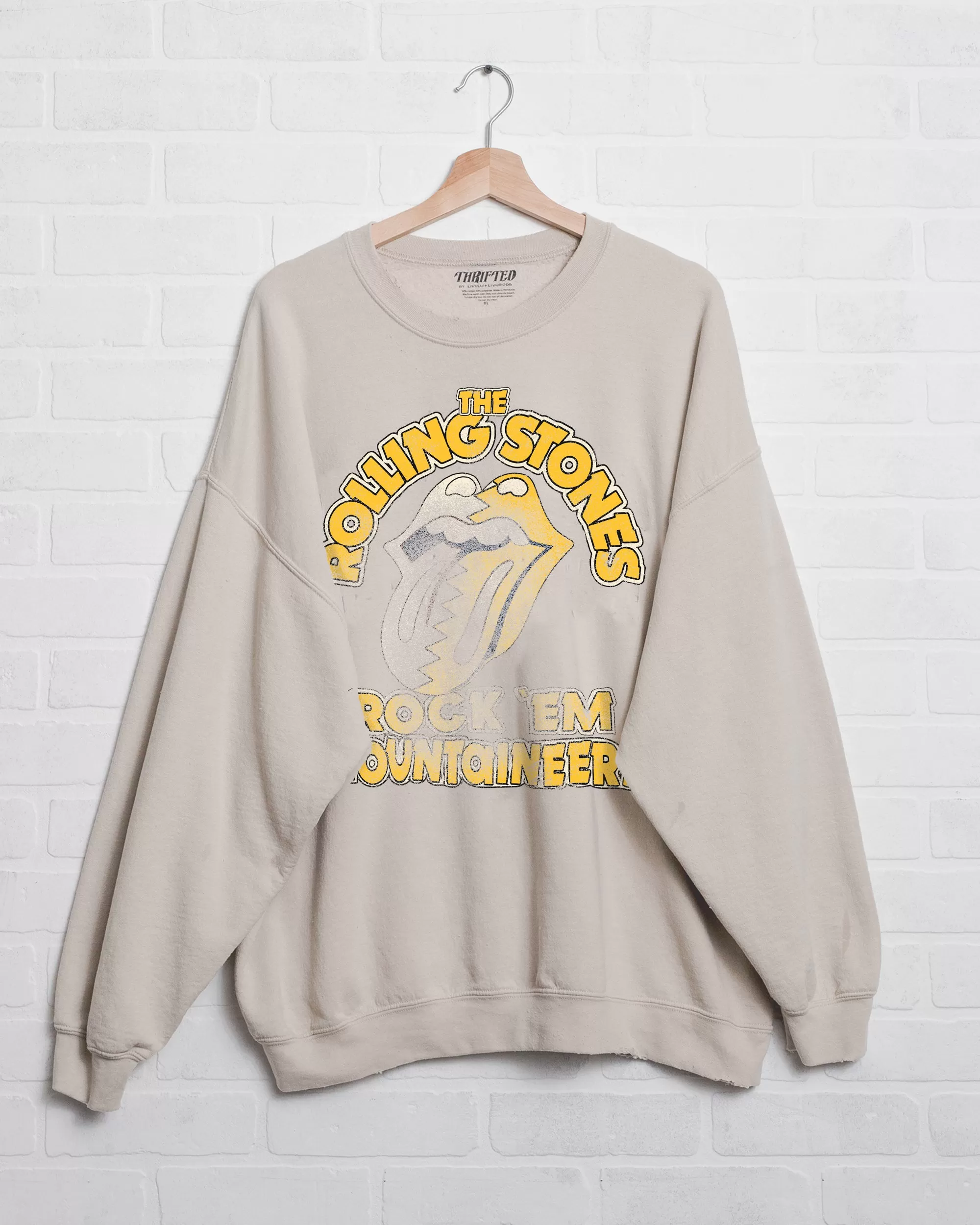 Rolling Stones Rock 'Em Mountaineers Sand Thrifted Sweatshirt