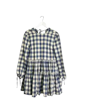 Size S - Verner Blue and White Check Frill Midi Dress