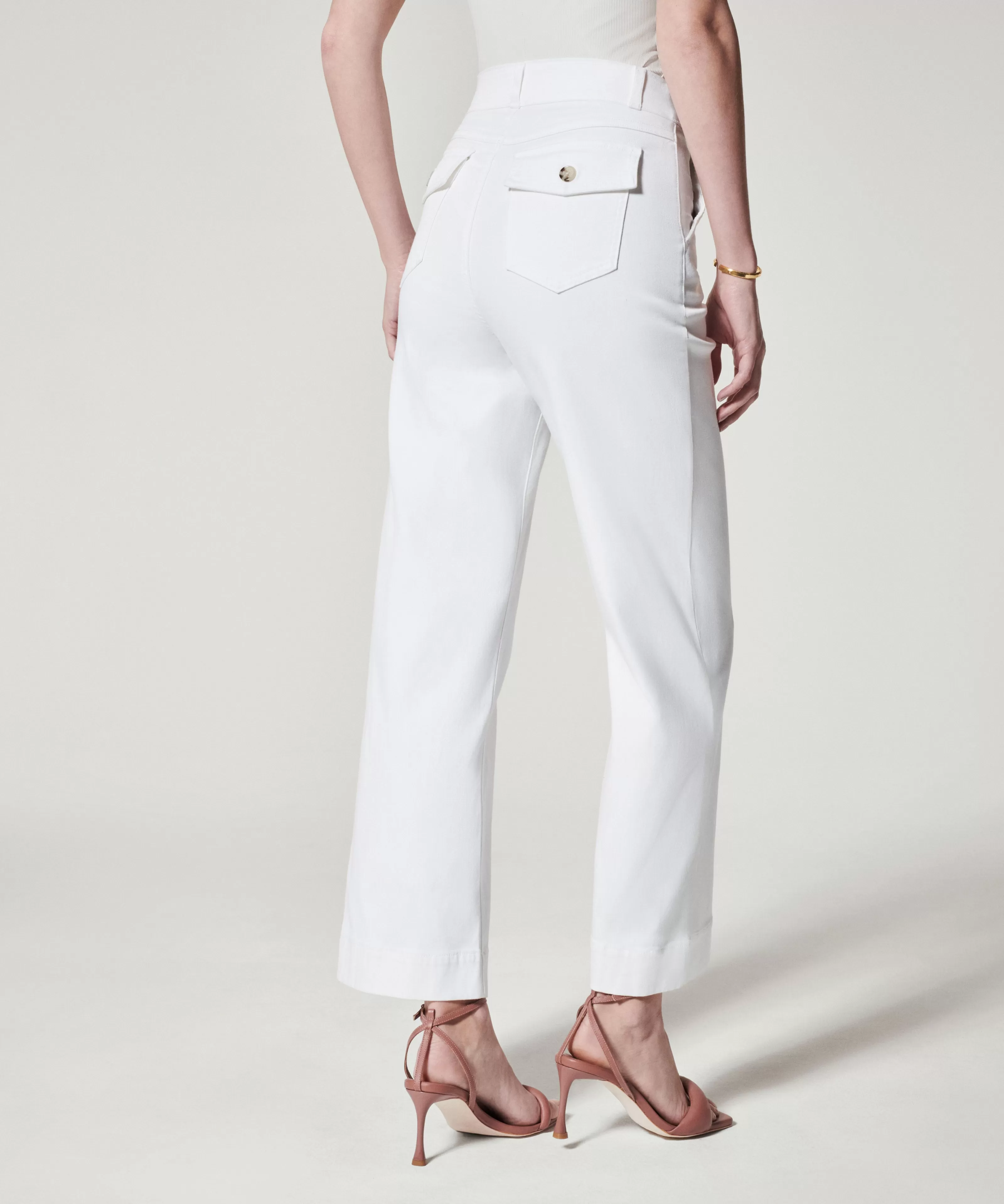 Spanx Stretch Twill Cropped Wide Leg Pants - Bright White