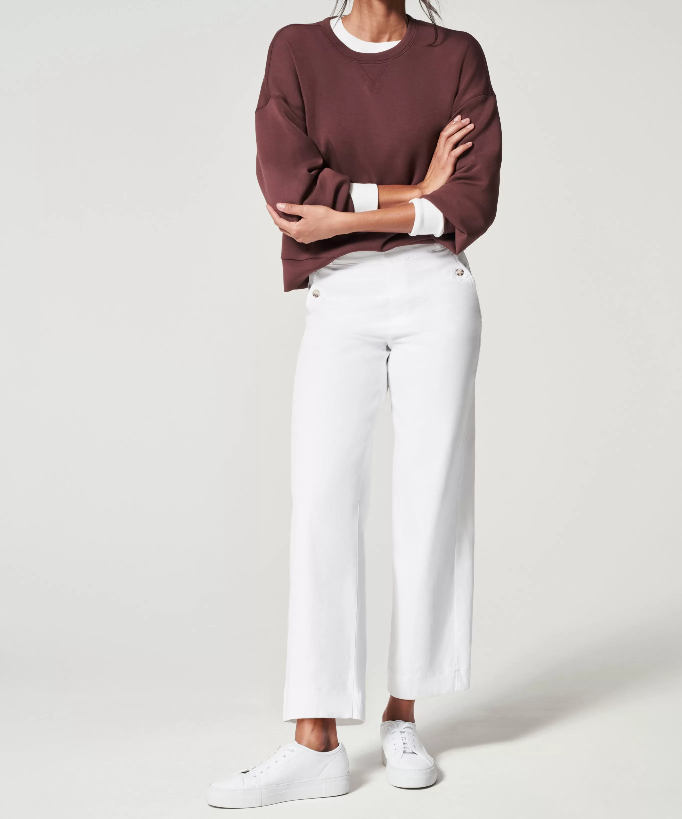 Spanx Stretch Twill Cropped Wide Leg Pants - Bright White