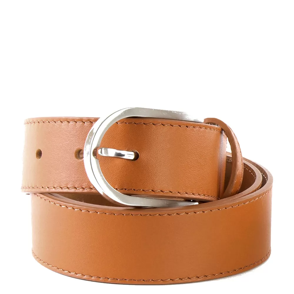 Tan Real Italian Leather Wide Belt