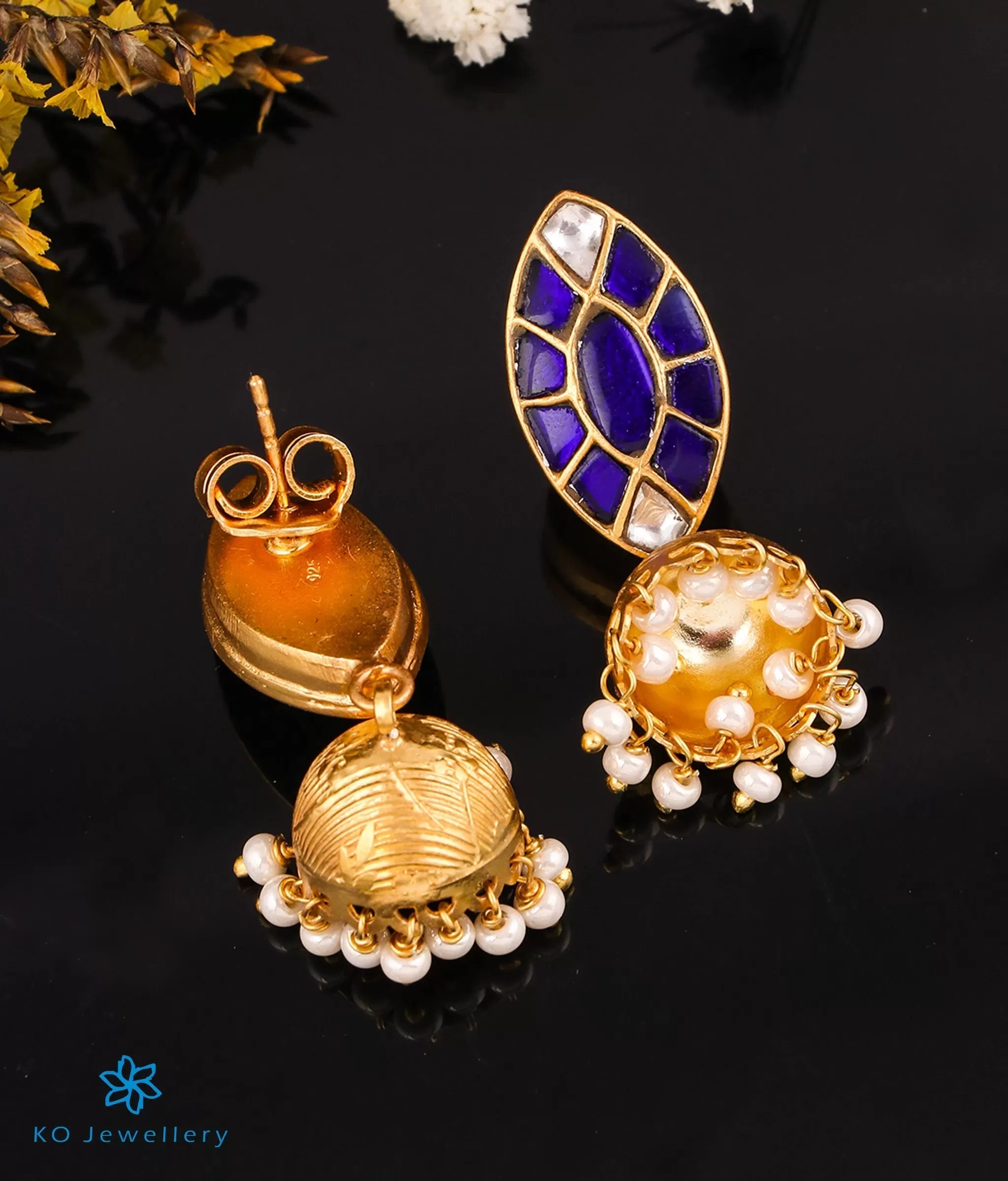 The Ambalika Silver Kundan  Jhumkas