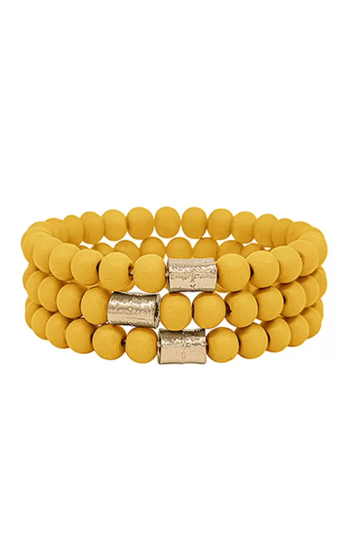 The Game Day Wood Bead Stack - Gold