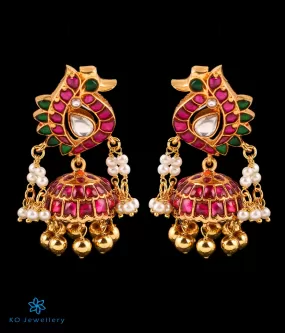 The Sujati Silver Kundan Peacock Jhumkas