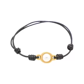 TRA-LA-RA PERLADA SINGLE PEARL LEATHER BRACELET