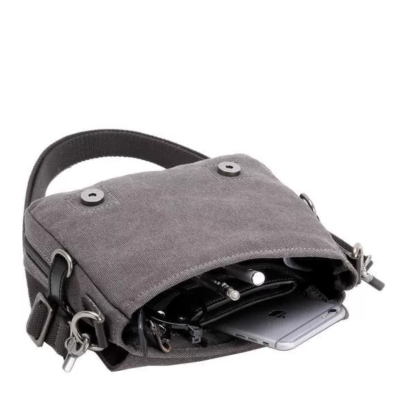 Troop London Organic Cotton Across Body Small Travel Bag | Charcoal