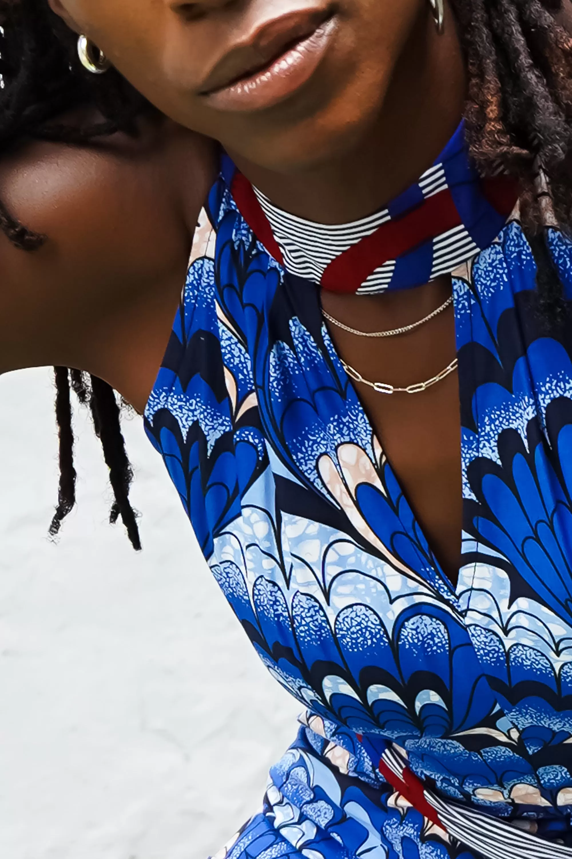 Tuki Keyhole Jumpsuit - Blue Feathers African Ankara Wax Cotton Print