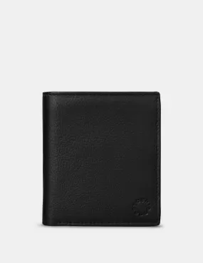 Two Fold Black Leather Coin Pocket Wallet