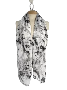 Ubranded White Marilyn Monroe Sheer Scarf One Size