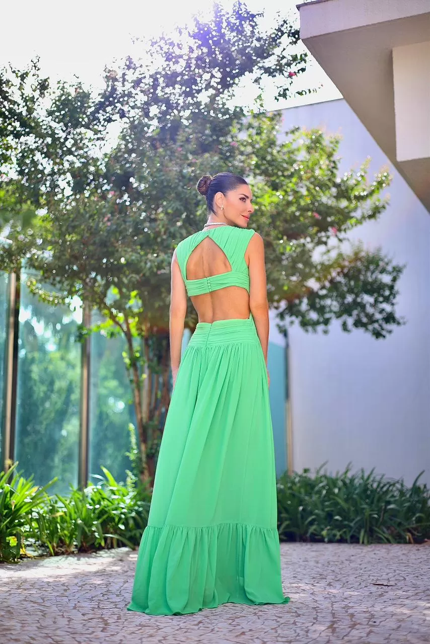 VESTIDO D'TELI VERDE KELLE LONGO