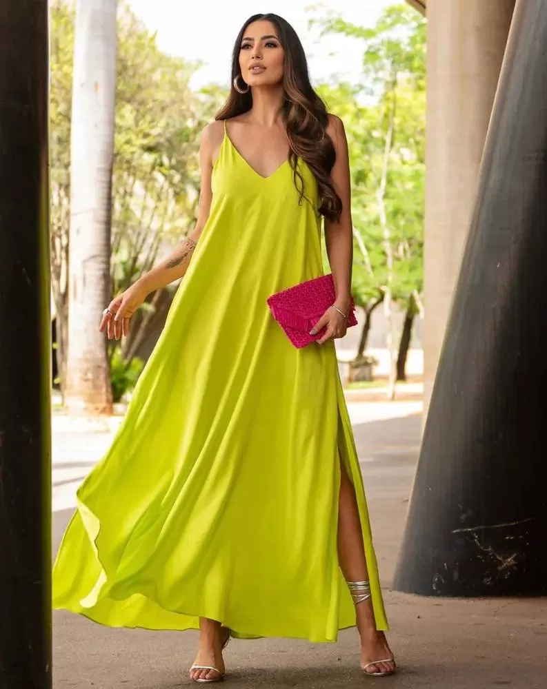 VESTIDO MURAU VERDE SATIN SOFISTICATE