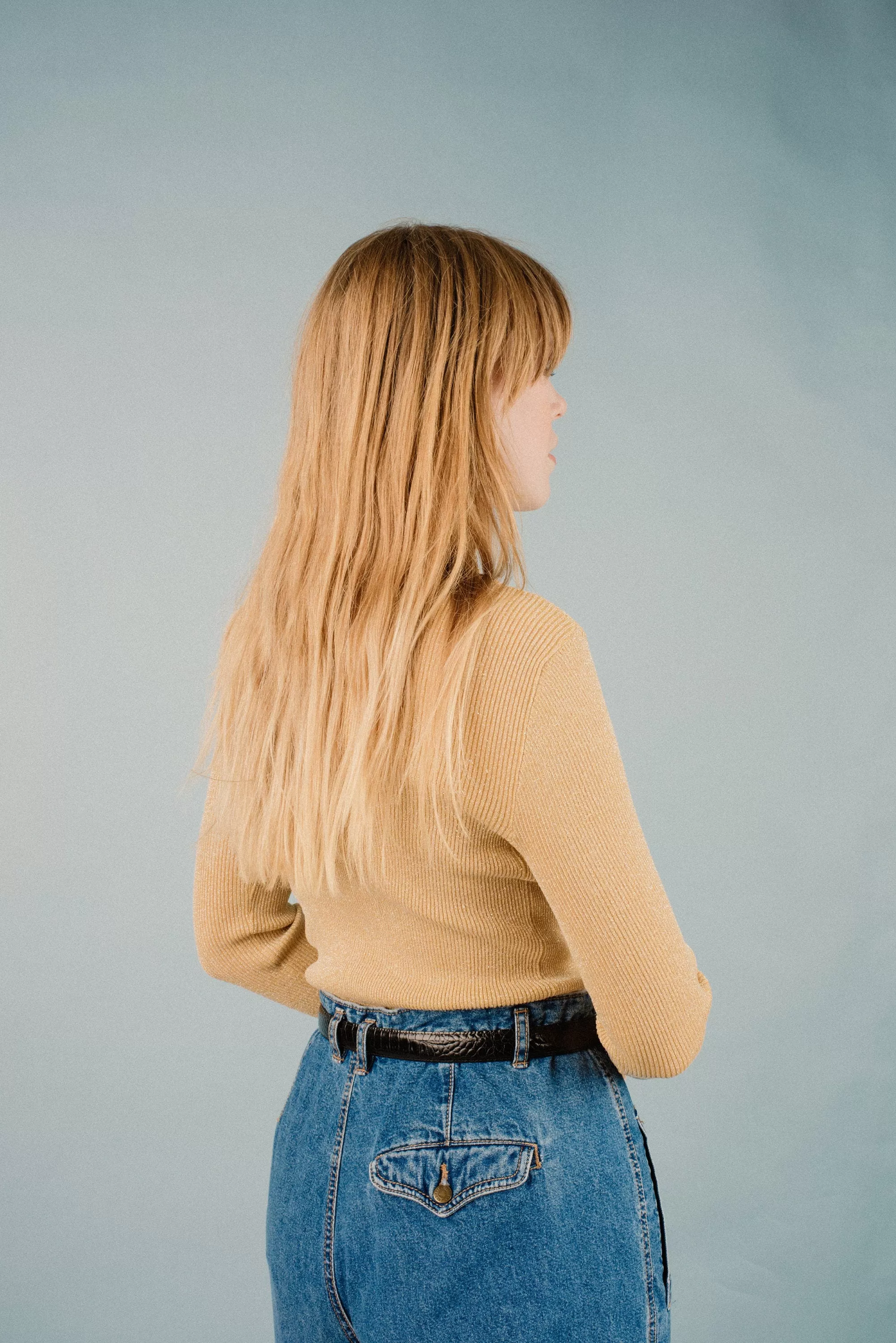 Vintage Gold Metallic Turtleneck Leotard (S)