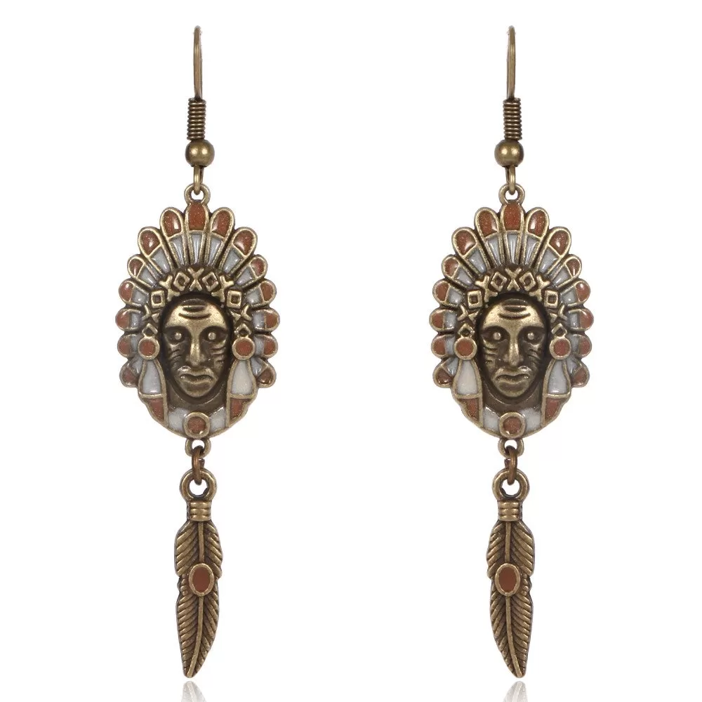 Vintage The Indian Avatar Design Dangle Earrings