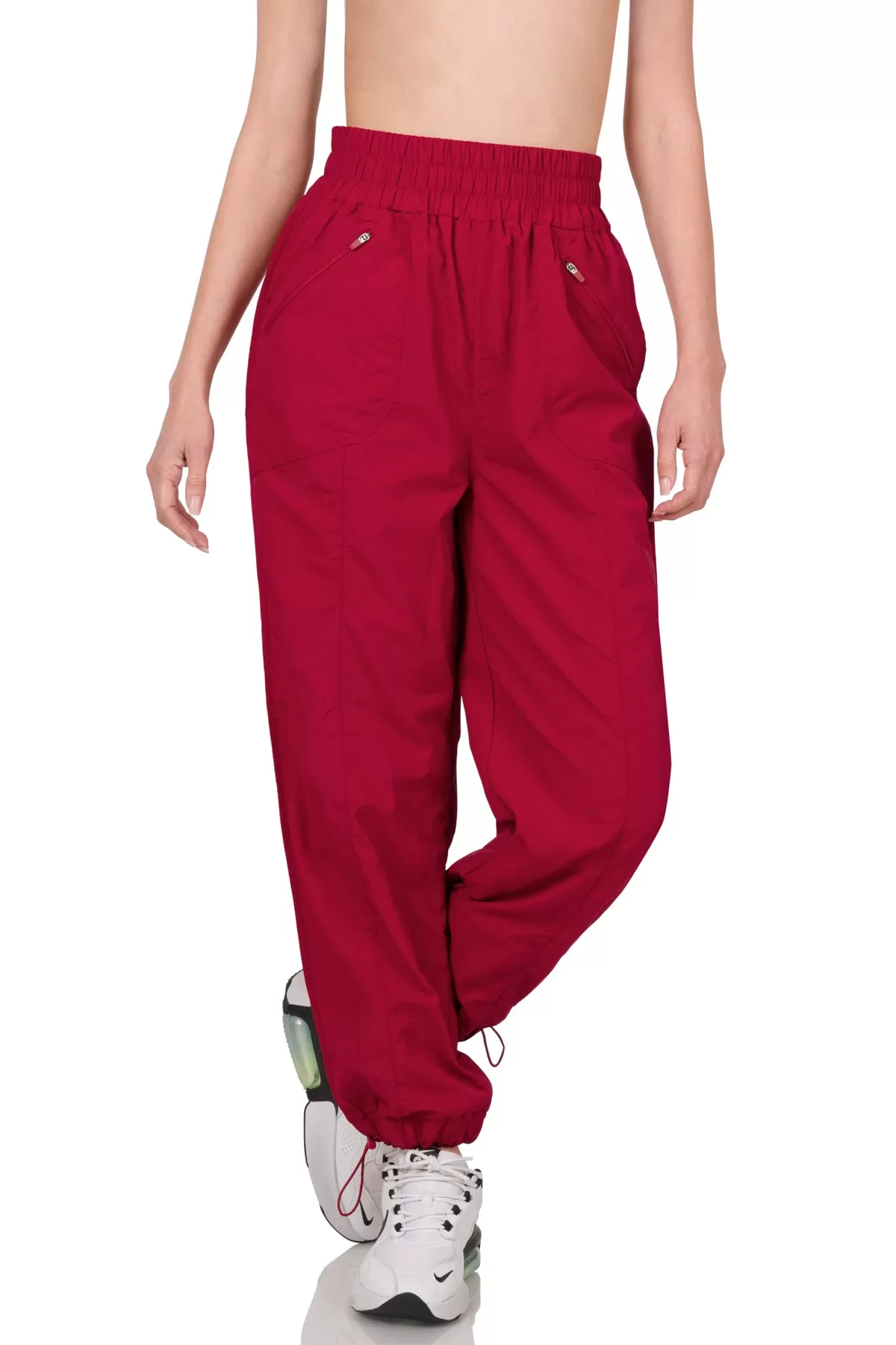 WINDBREAKER  HIGH WAISTBAND JOGGER- Burgundy