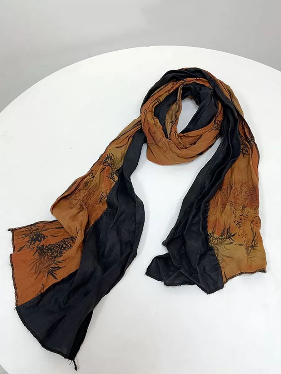 Women Ethnic Flower Tie-dye Autumn Scarf