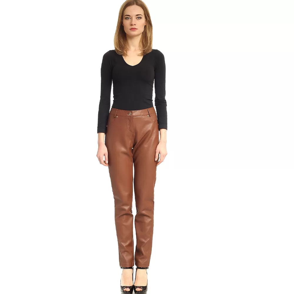 Women's Leather Jeans - Karina