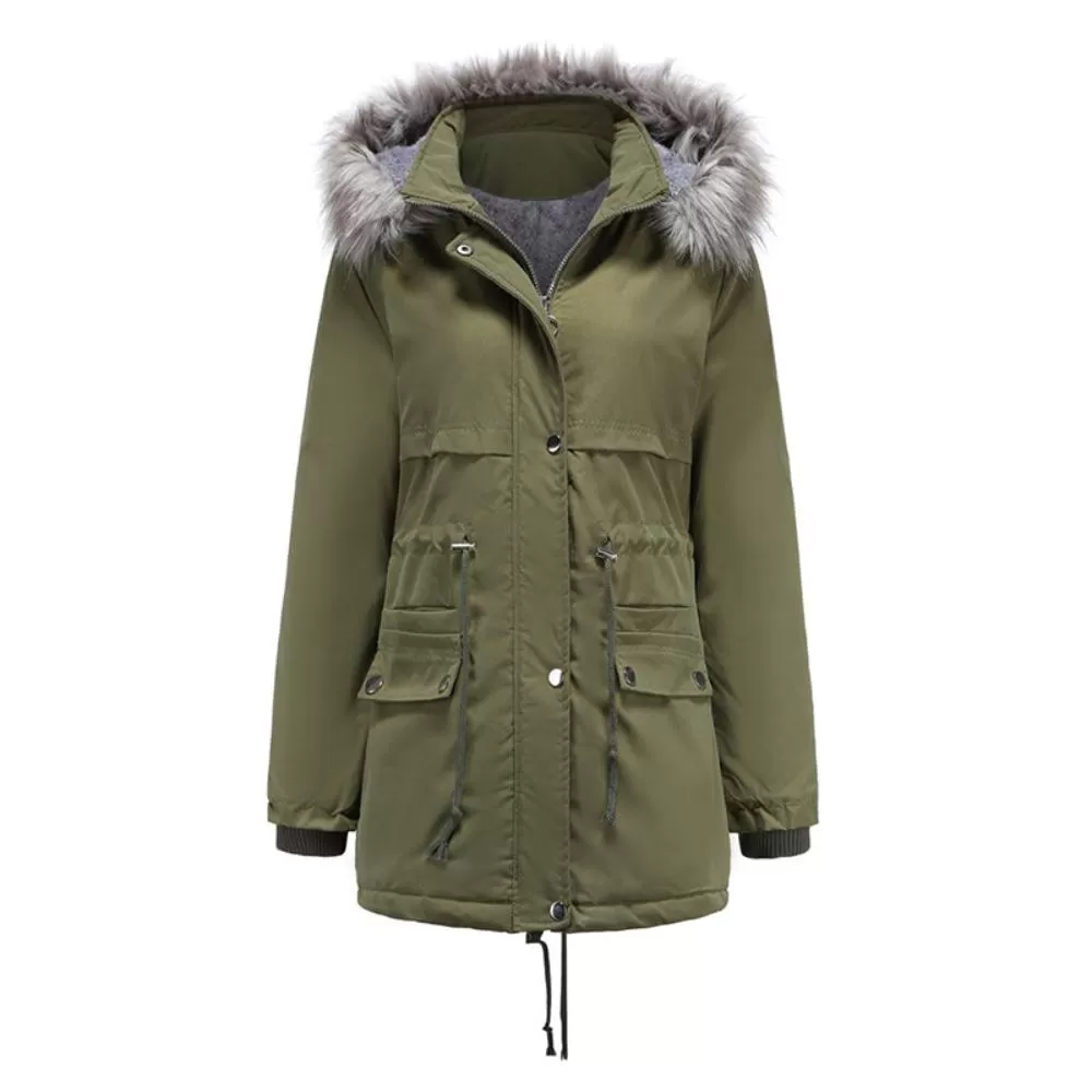 Women's Waist-skimming Style Fleece Hooded Jacket