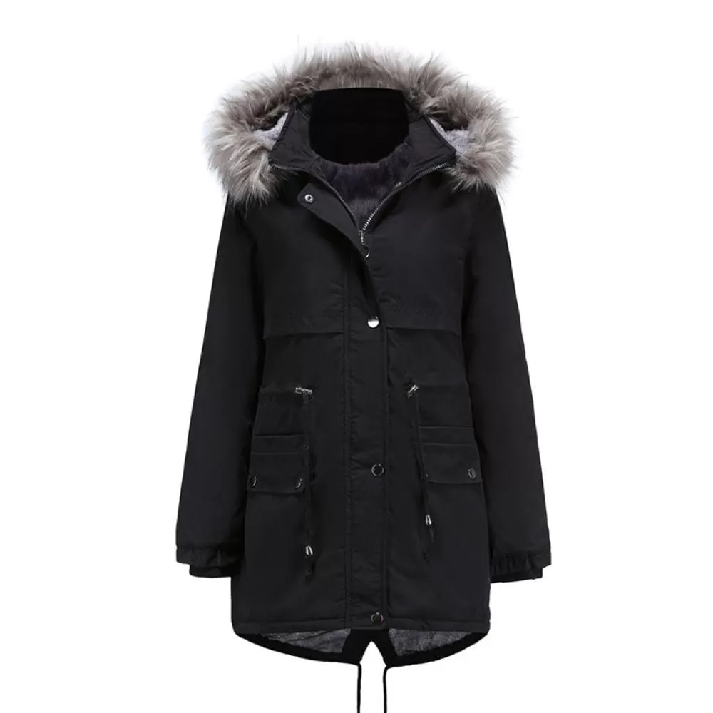 Women's Waist-skimming Style Fleece Hooded Jacket