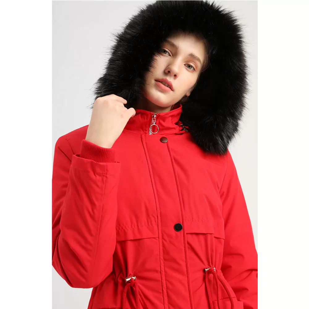 Women's Waist-skimming Style Fleece Hooded Jacket