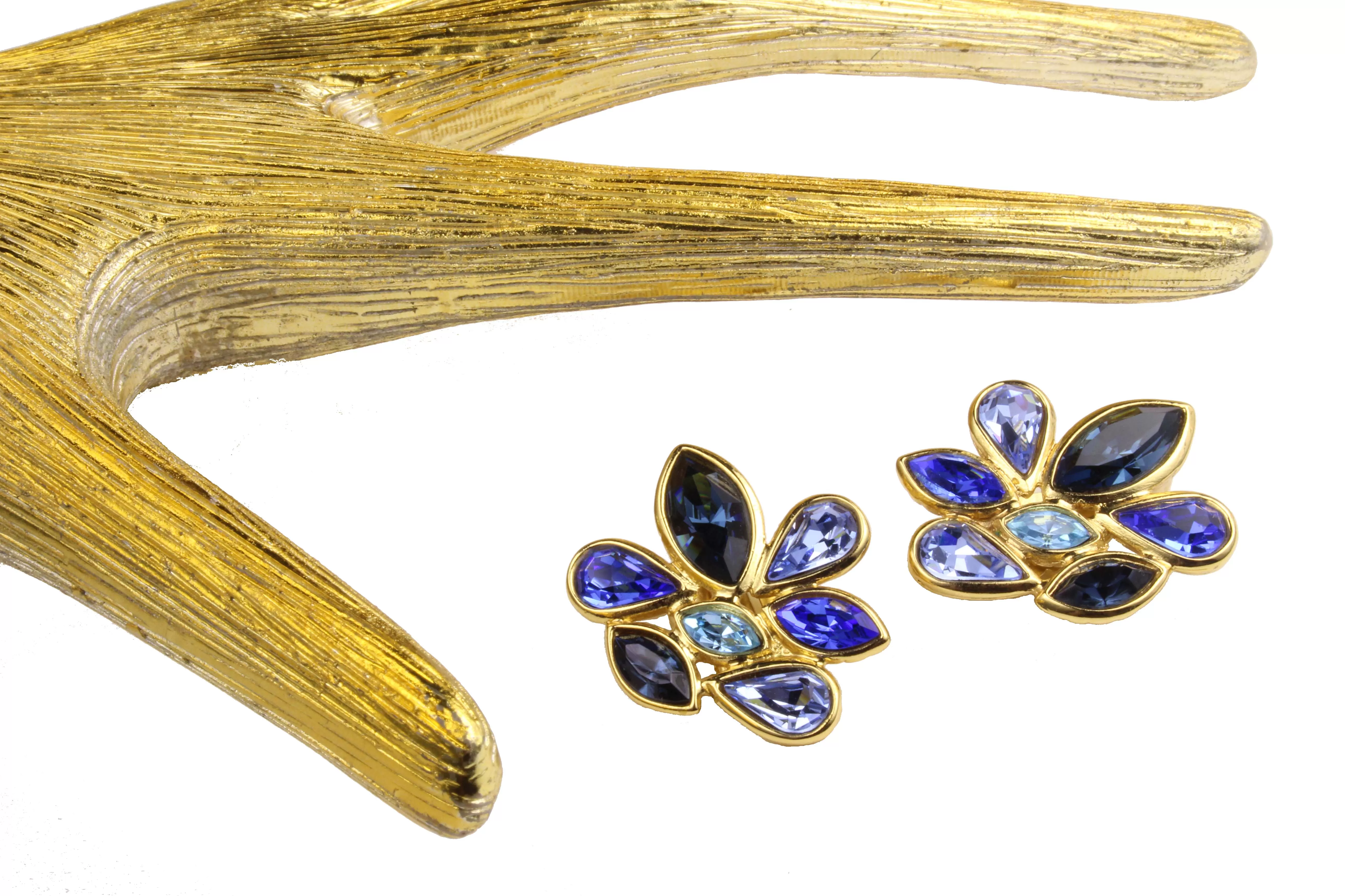 YVES SAINT LAURENT blue rhinestones earrings