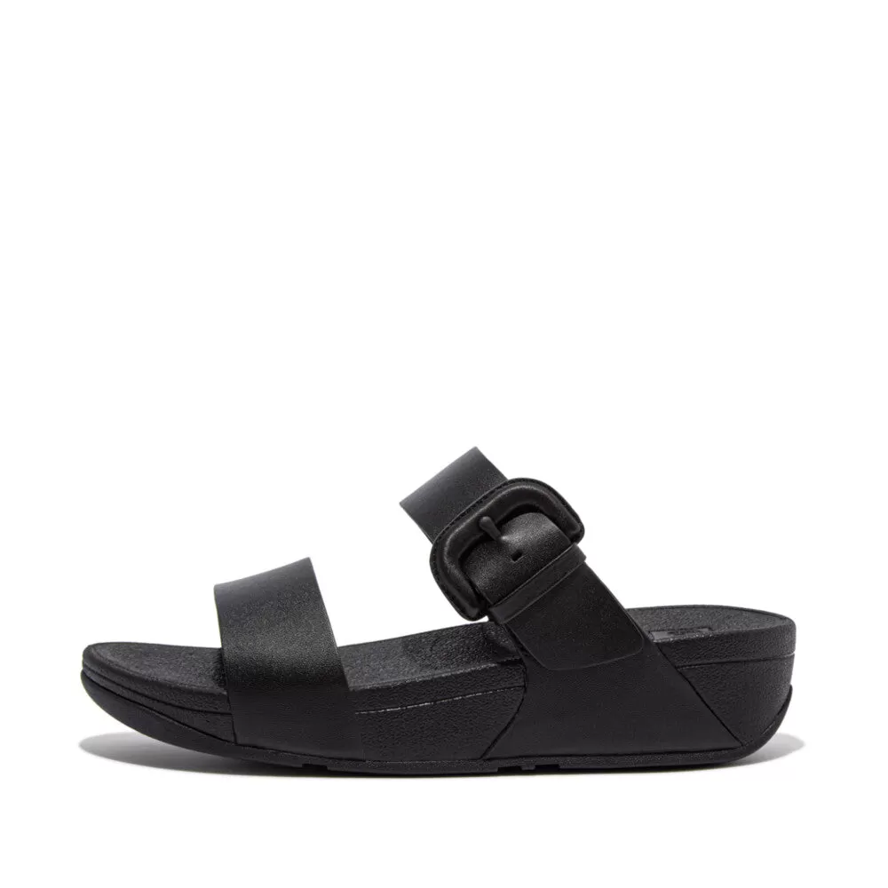 รองเท้าแตะ ผู้หญิง รุ่น LULU COVERED-BUCKLE RAW-EDGE LEATHER SLIDES